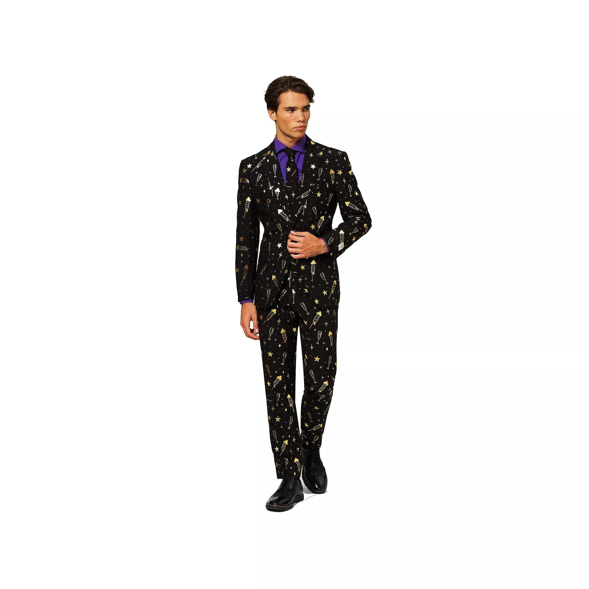 Men's OppoSuits Slim-Fit Fancy Fireworks Novelty Suit & Tie Set,  Product Image