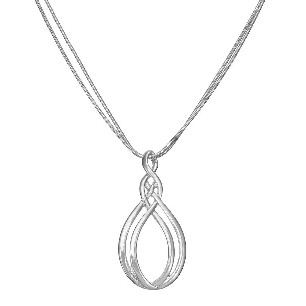 Napier Silver Tone Laces Pendant Necklace, Womens Product Image