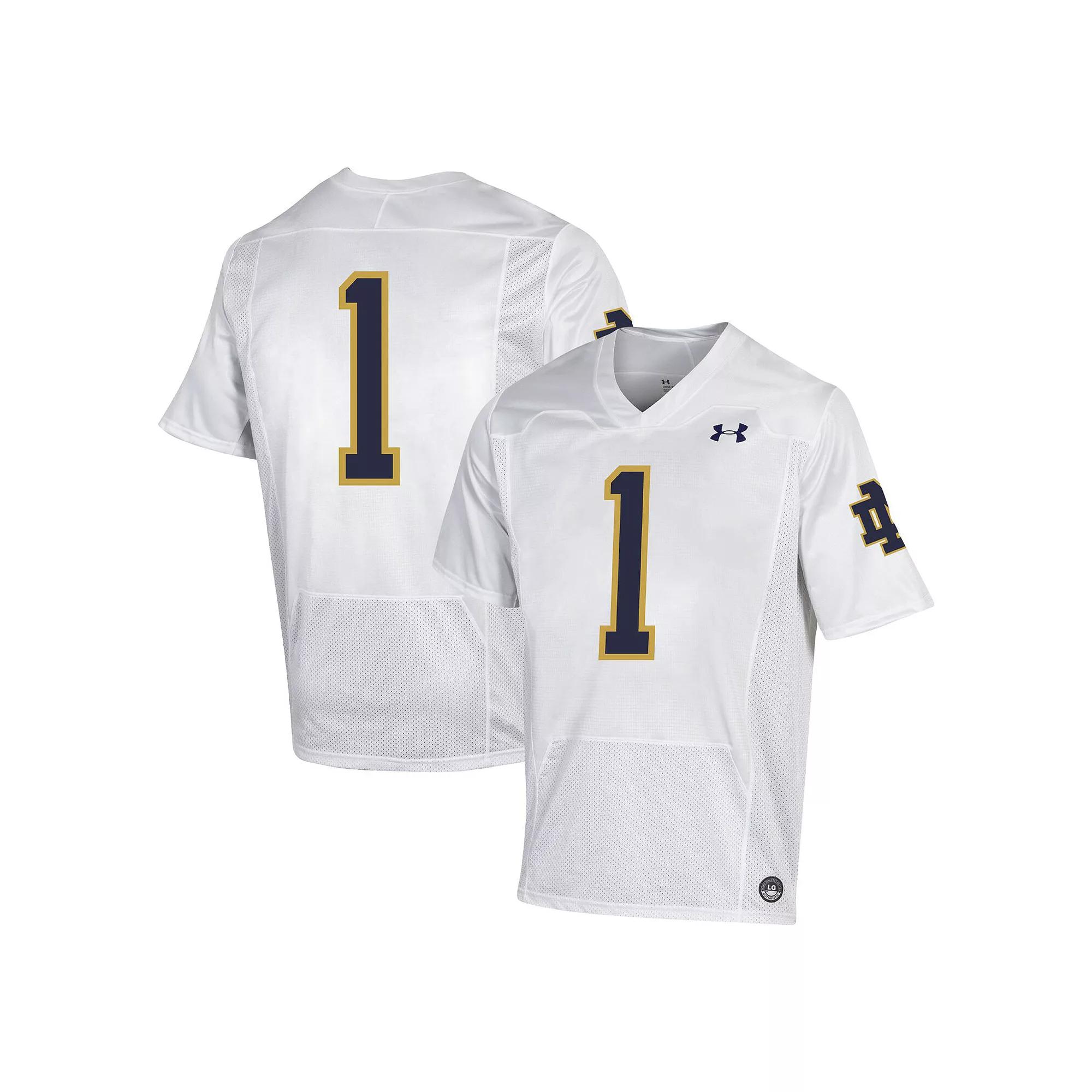 Men's Under Armour #1 White Notre Dame Fighting Irish Premiere Football Jersey,  Product Image