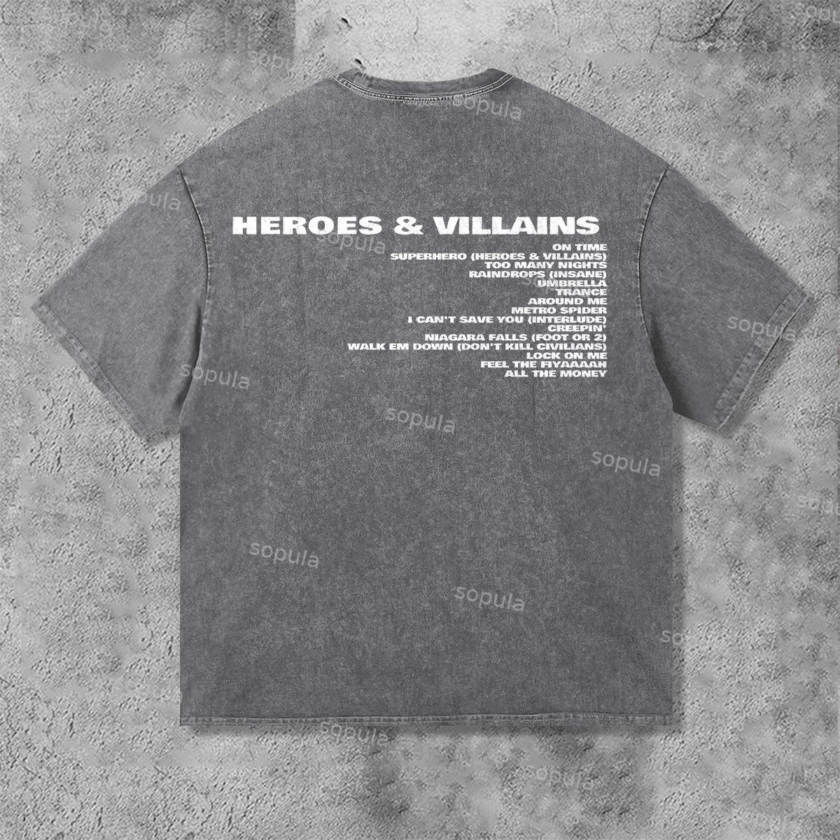 Retro Fashion Heartless Graphic Acid Washed Short Sleeve T-Shirt Product Image