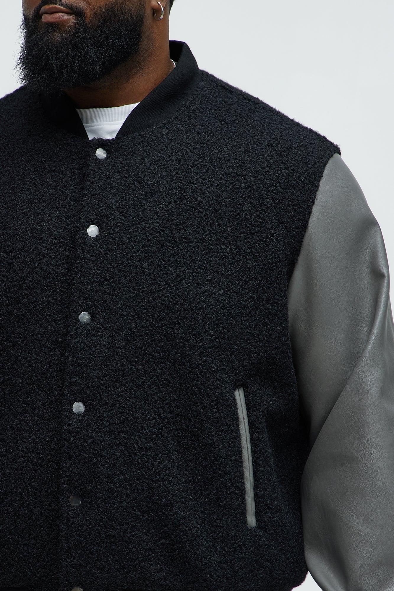 Faux Leather And Shearling Bomber Jacket - Black/combo Product Image