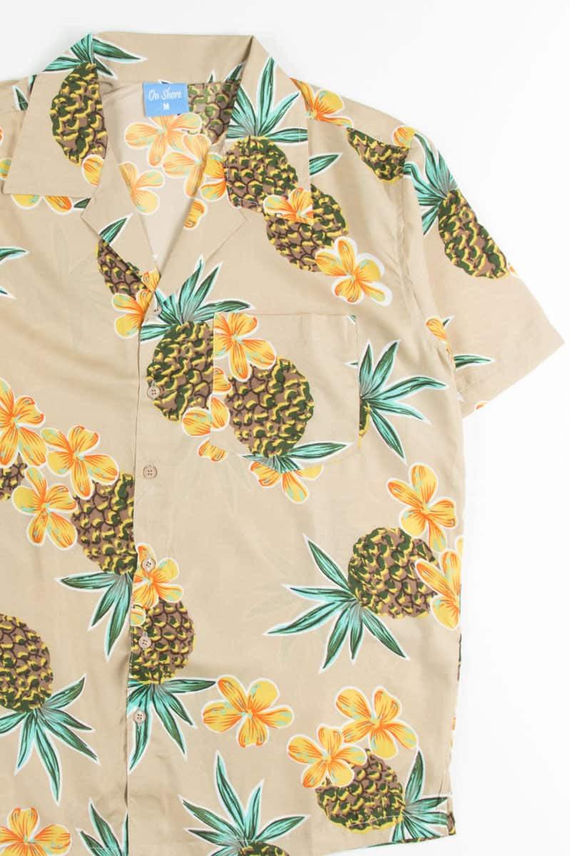 Tan Pineapple Floral Hawaiian Shirt Product Image