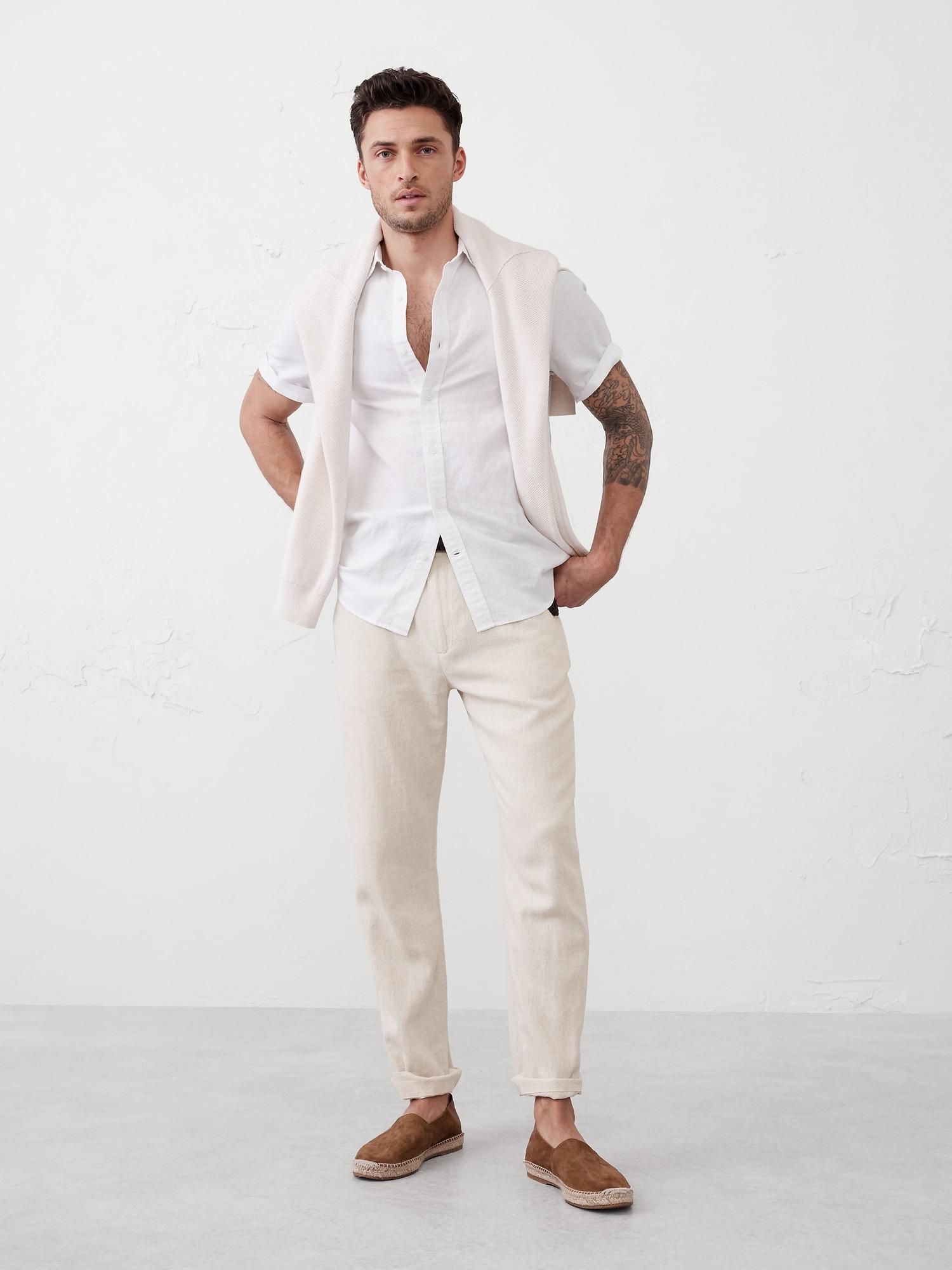 Slim-Straight Linen-Blend Trouser Product Image