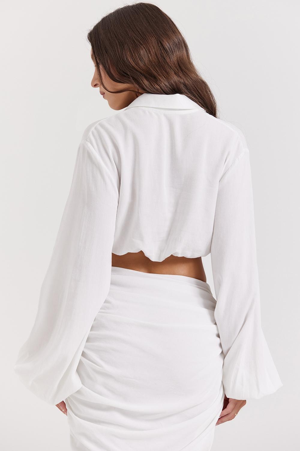 Palmer  white plunge blouson top - sale Product Image