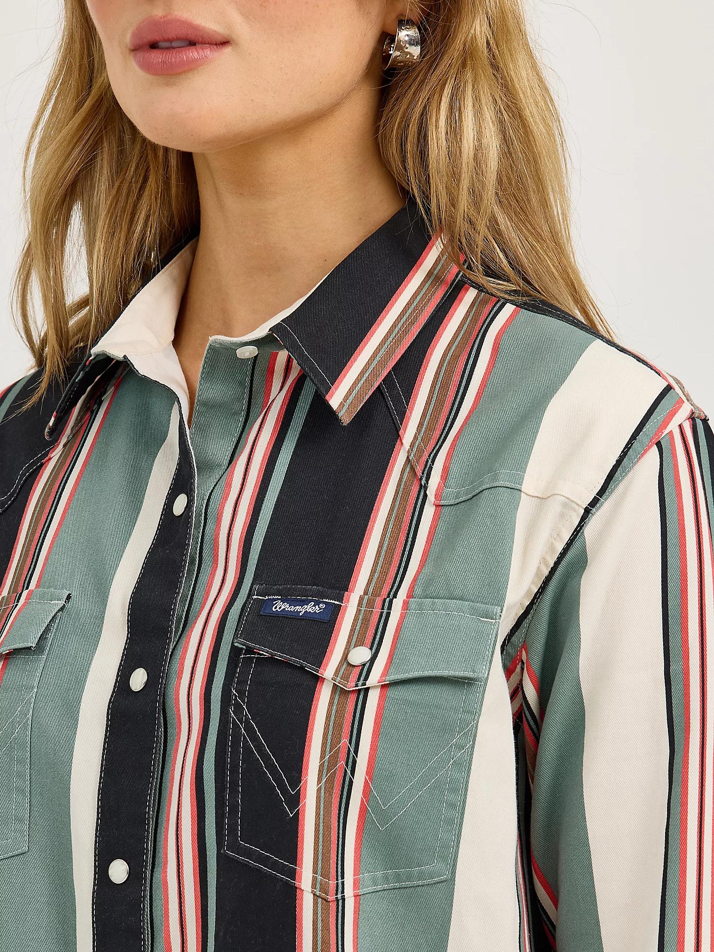 Women's Wrangler Brushpopper Boyfriend Western Snap Shirt | Women's TOPS | Wrangler® Product Image