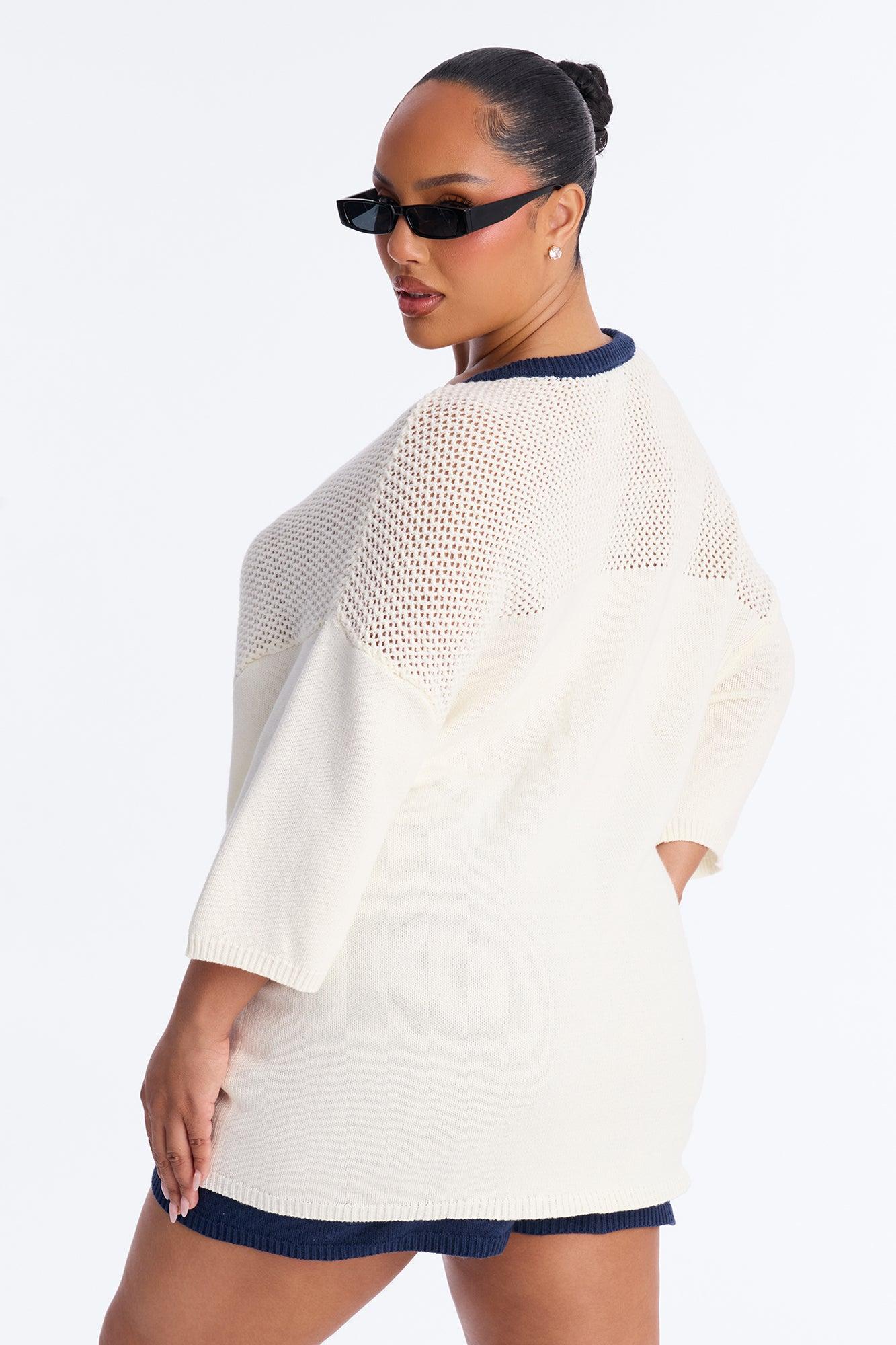 95 Crochet Biker Short Set - Cream Female Product Image