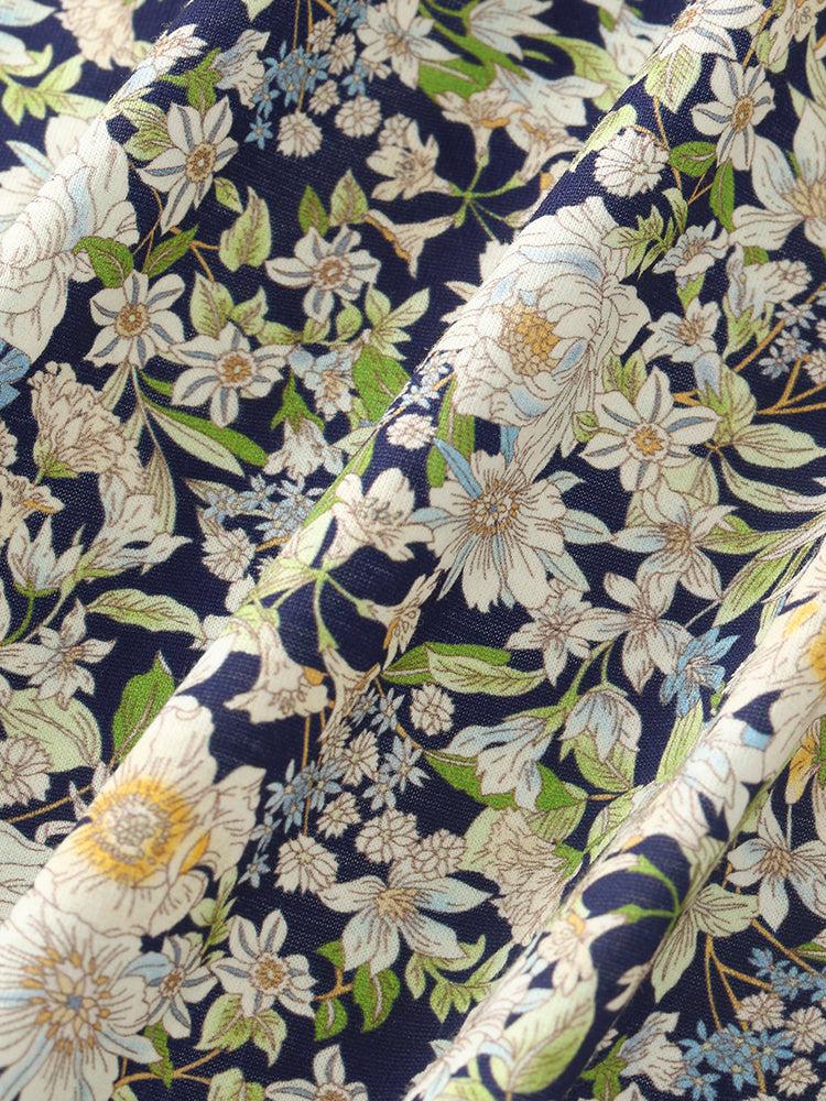 Floral Print Waist Twist Women Midi Dress Product Image