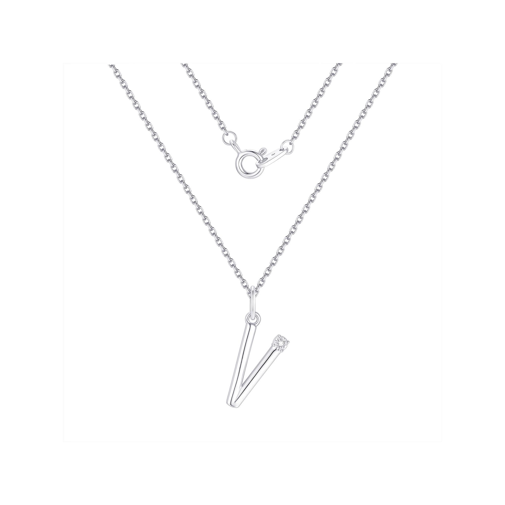 Forever Radiant Diamond Accent Initial Pendant Necklace, Women's, Size: 18", Silver Tone V Product Image