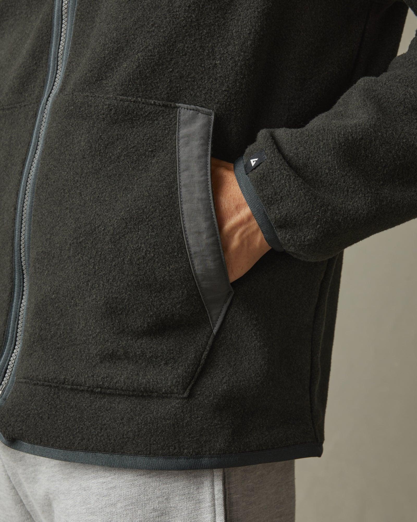 Men's Active Fleece Full Zip - Vintage Black Male Product Image