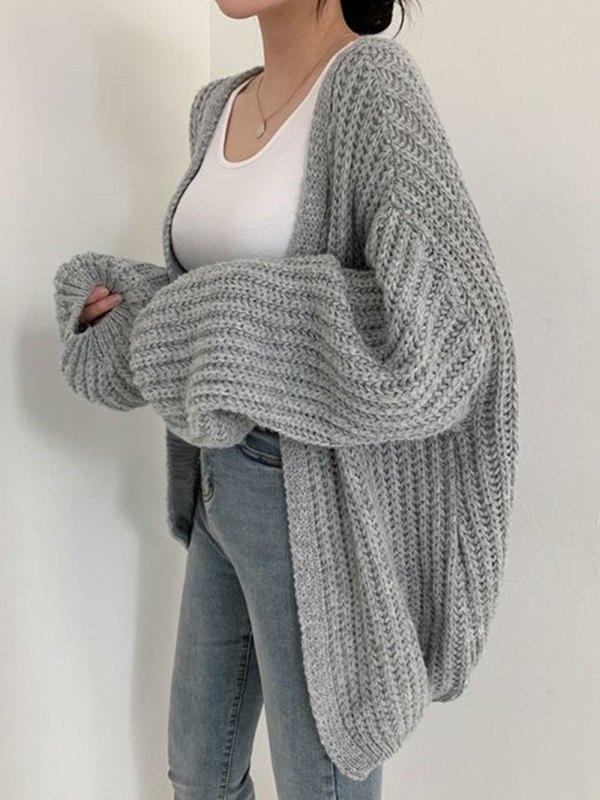 Open Front Long Sleeve Knit Cardigan Product Image