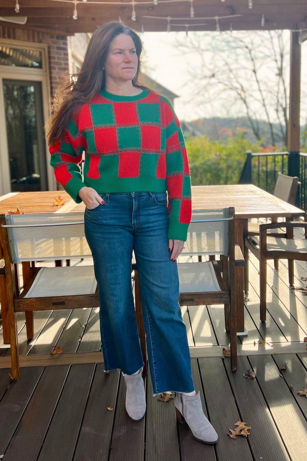 Colorblock Cropped Sweater Product Image