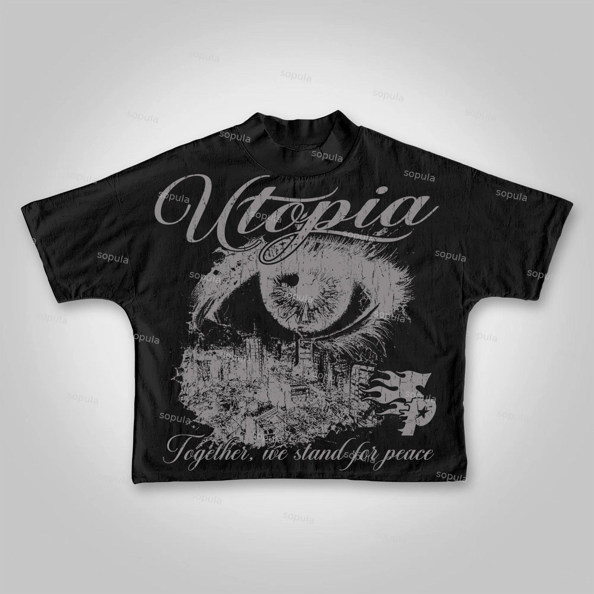 Sopula Utopia Vintage Graphic Cropped T-shirt Product Image