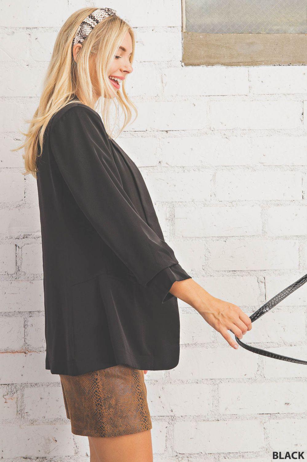 5524   Traci Ruched Sleeve Lined Blazer - Reg & Plus! Product Image