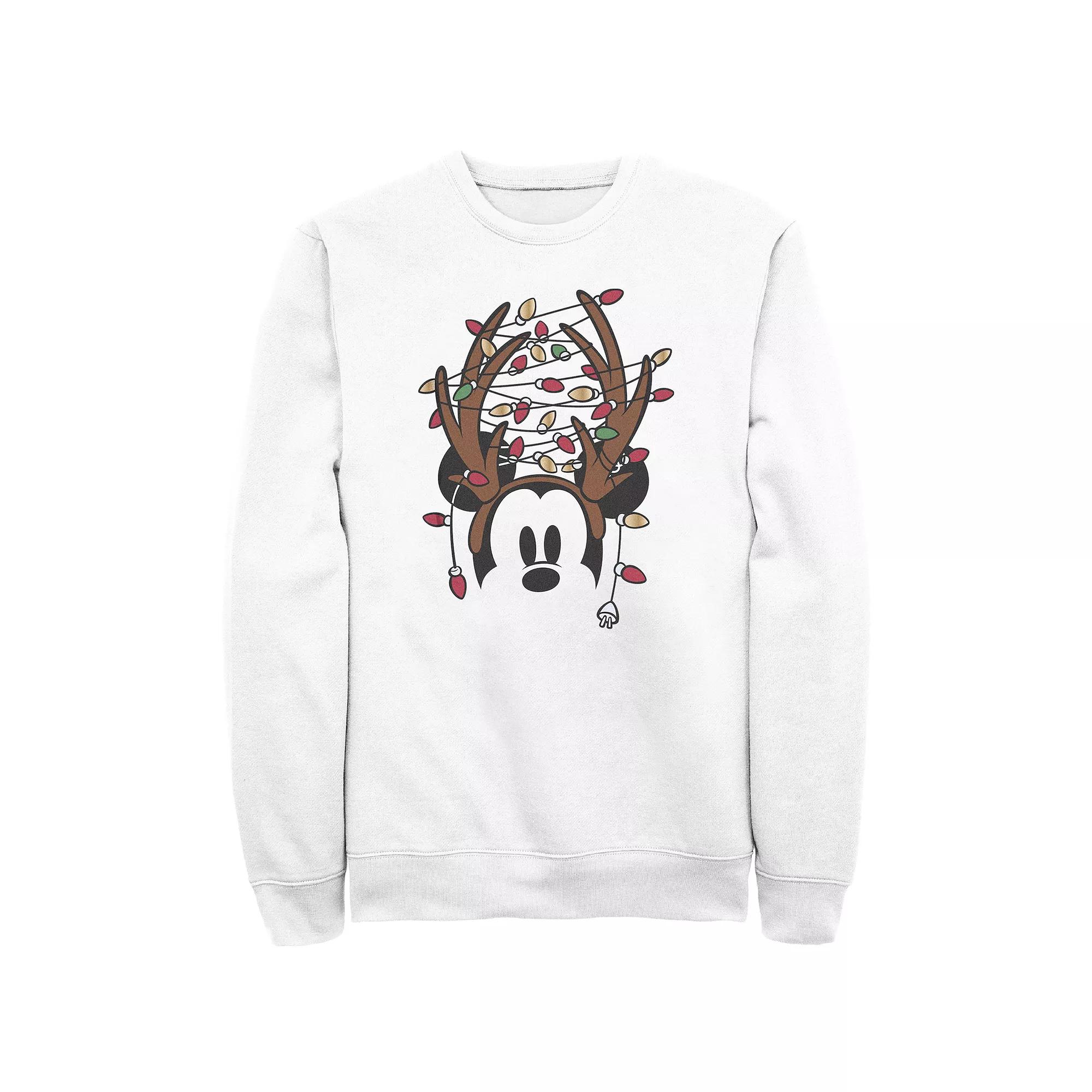 Disney's Mickey Mouse Men's Antlers With Christmas Lights Fleece,  Product Image