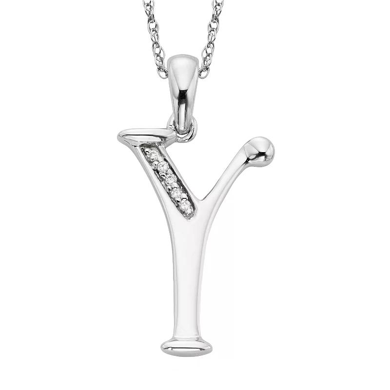 Sterling Silver Diamond Accent Initial Pendant, Women's,  Product Image
