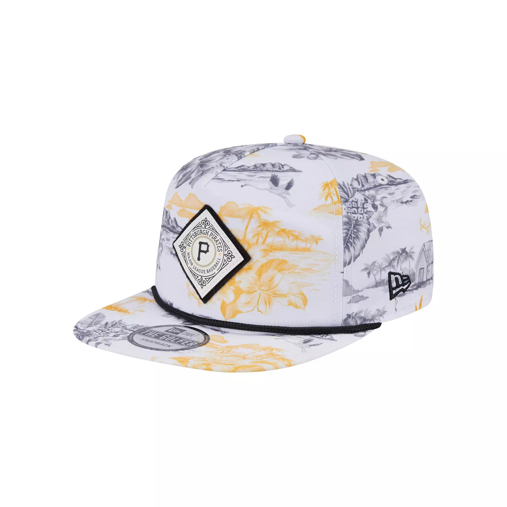 Men's New Era White Pittsburgh Pirates Printed Island Golfer Snapback Hat Product Image
