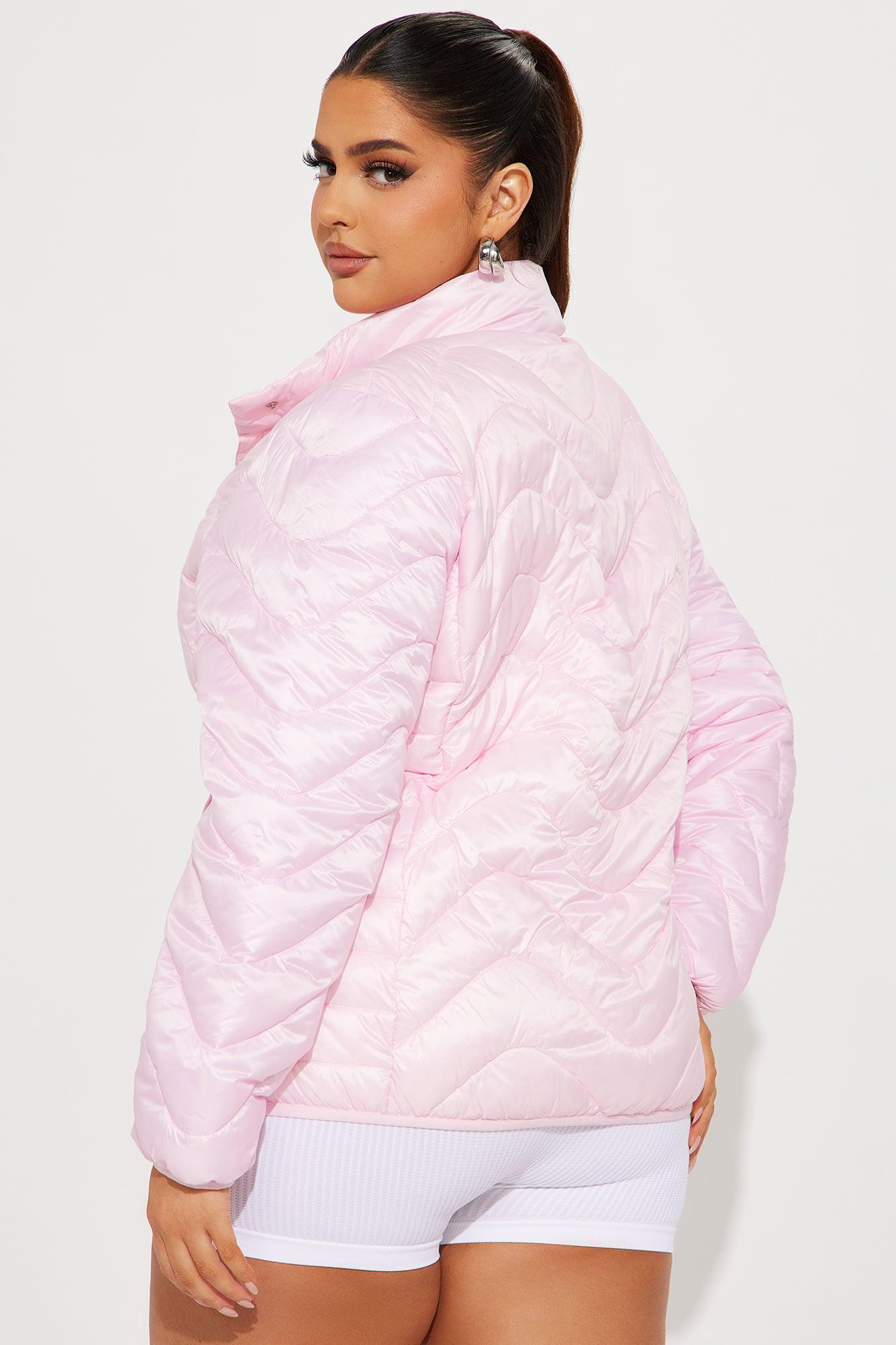 Sky High Quilted Lightweight Puffer Coat - Pink Product Image
