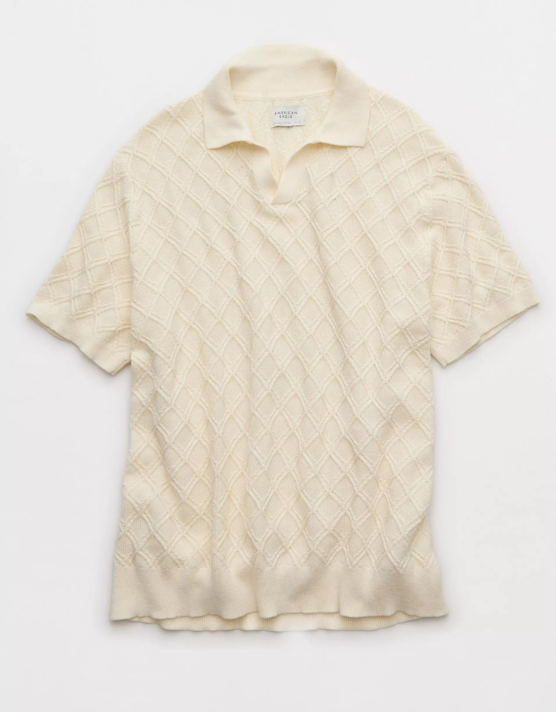 AE Weekend Cable Knit Sweater Polo Shirt Product Image