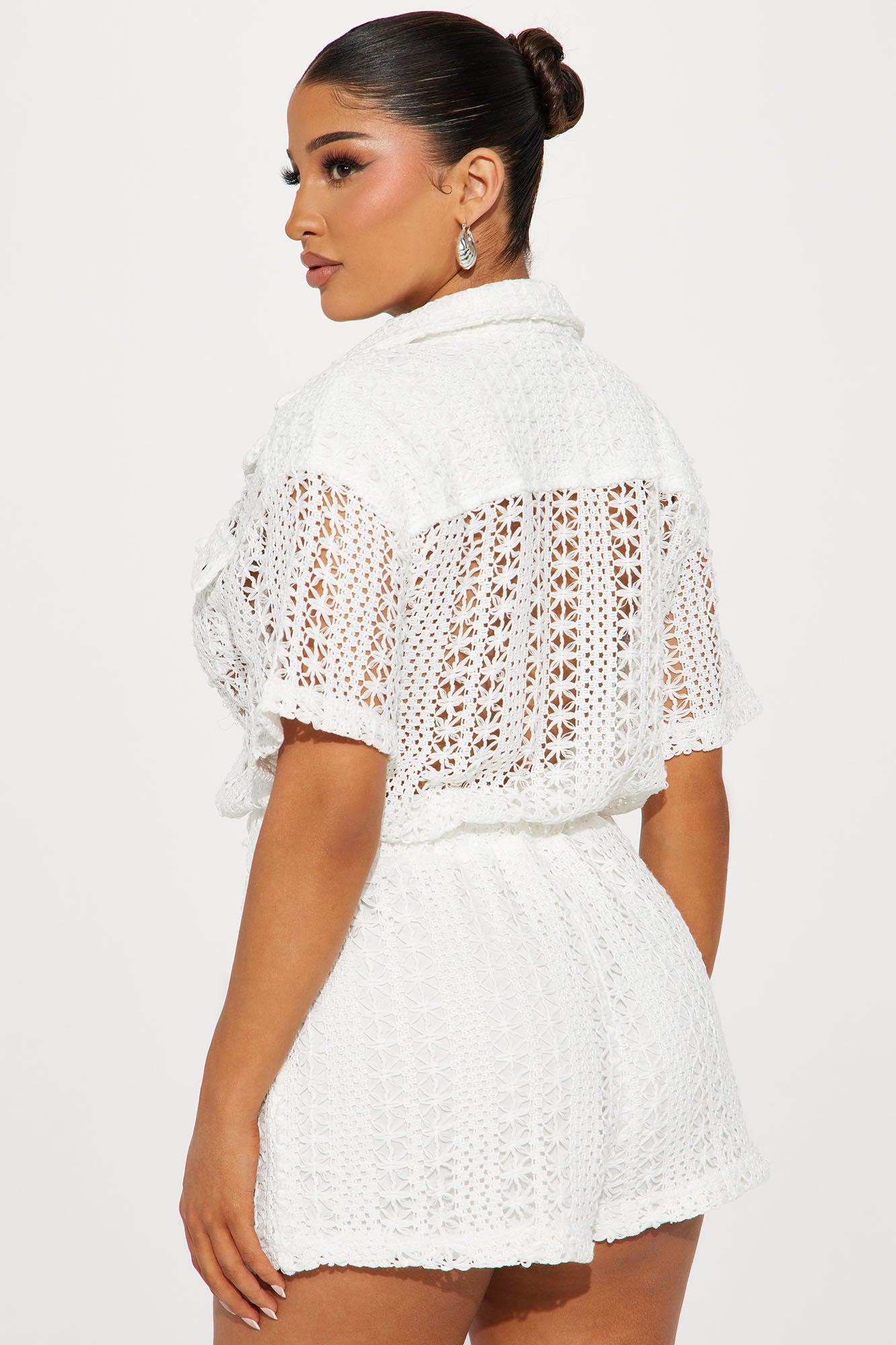 Sand And Sun Crochet Romper - White Product Image