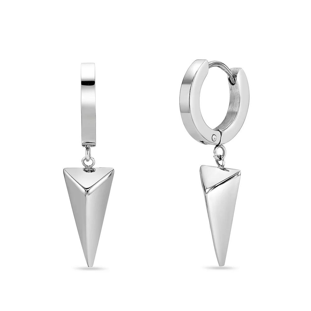 Men's LYNX Stainless Steel Pyramid Hoop Earrings Product Image