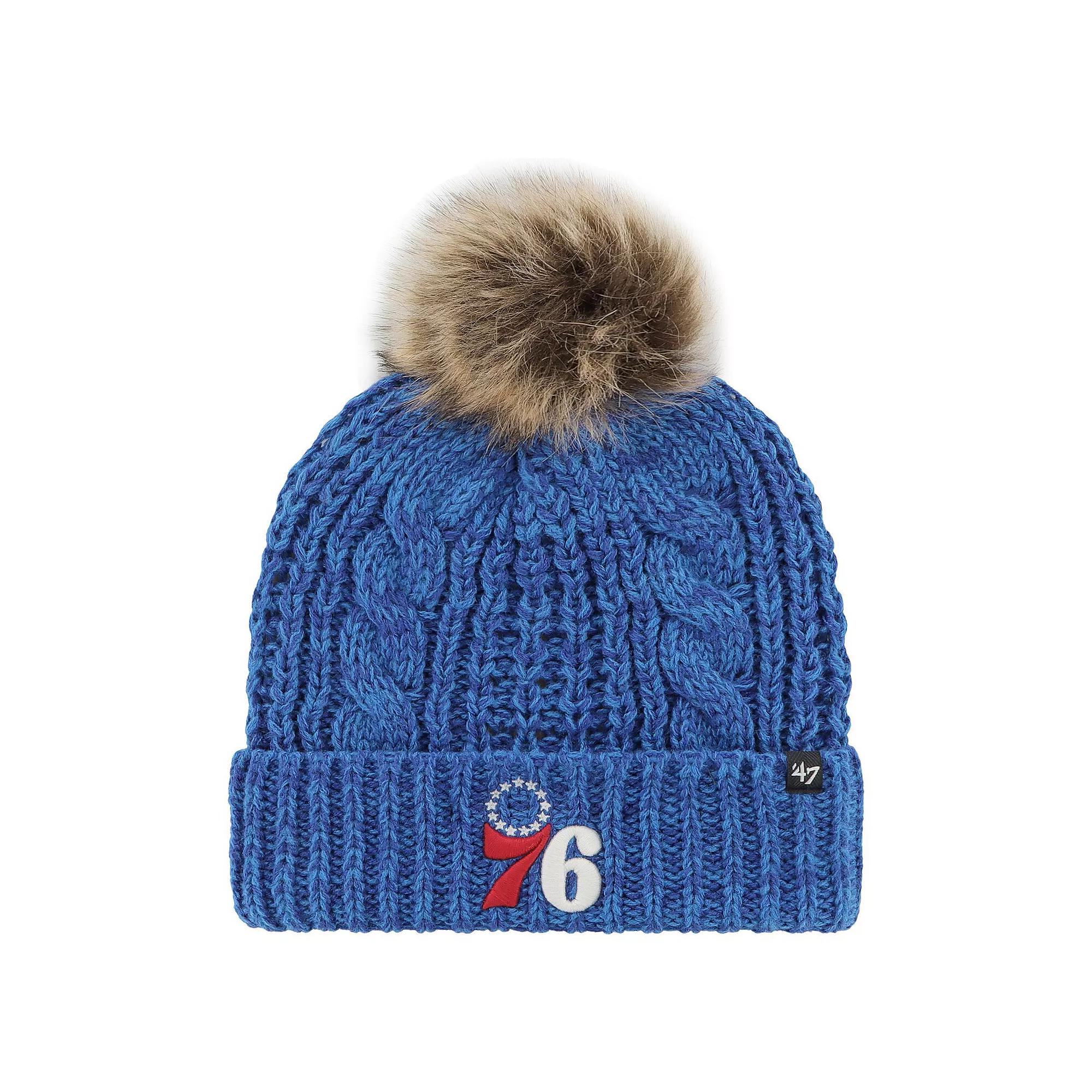 Women's '47 Royal Philadelphia 76ers Meeko Cuffed Knit Hat with Pom, 76r Blue Product Image