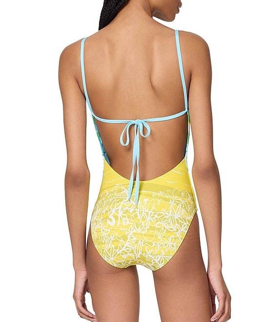 kate spade new york Summer Print Scoop Neck Open Back Tank One Piece Swimsuit Product Image