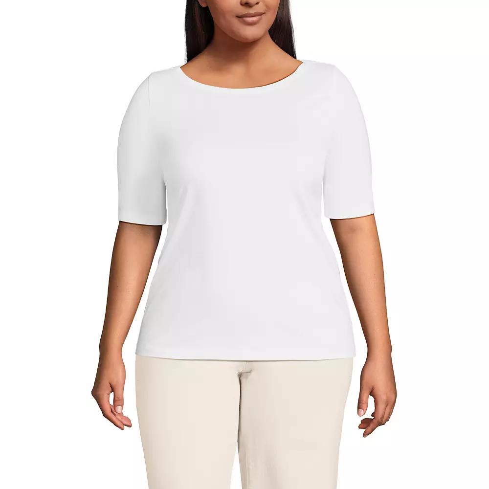 Plus Size Lands' End Supima Top, Women's, Size: 1XL, Fresh Ivory Product Image
