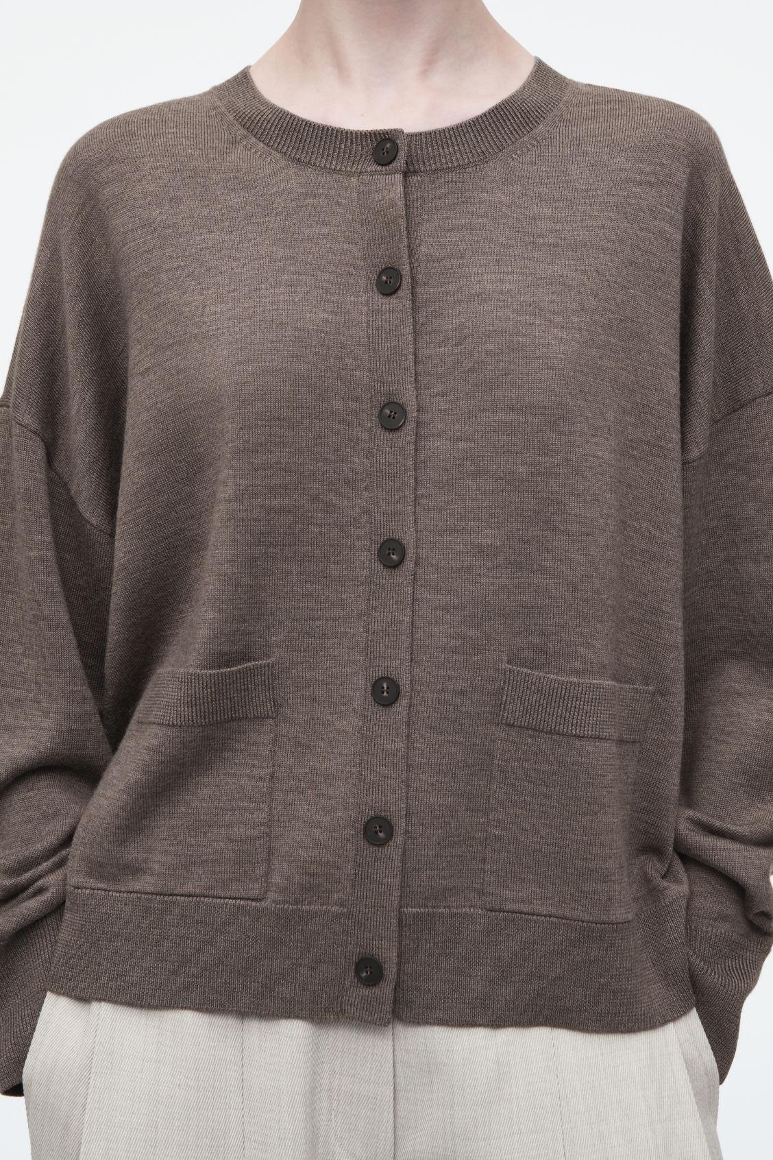 MERINO WOOL CREW-NECK CARDIGAN Product Image