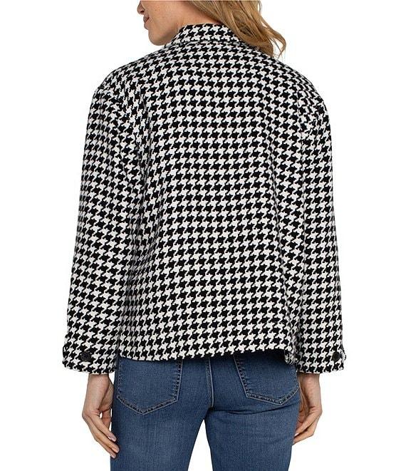 Liverpool Los Angeles Boxy Shacket Houndstooth Print Collared Long Sleeve Jacket Product Image