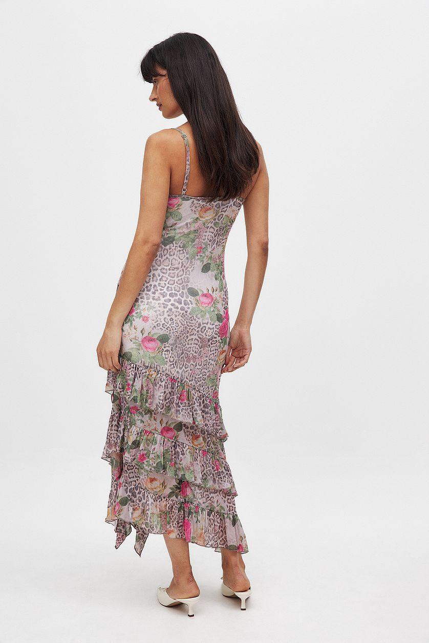 Mesh Flounce Midi Dress Product Image