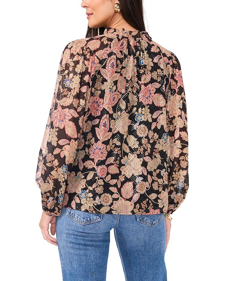 Chain-Print Crepe Tie Neck Blouse Product Image