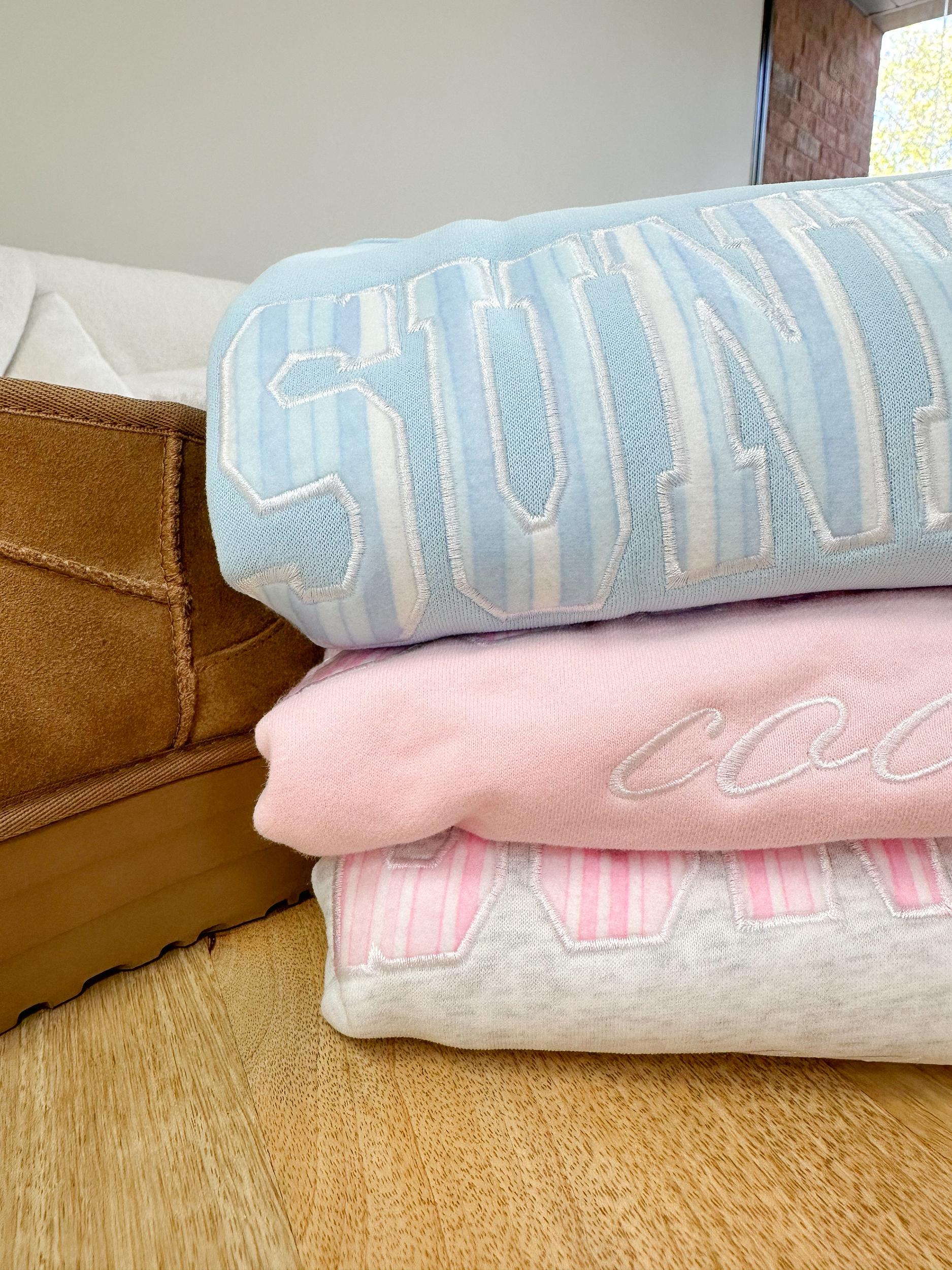 Icy Blue Sunkissed In Vogue Striped Sweatshirt Product Image