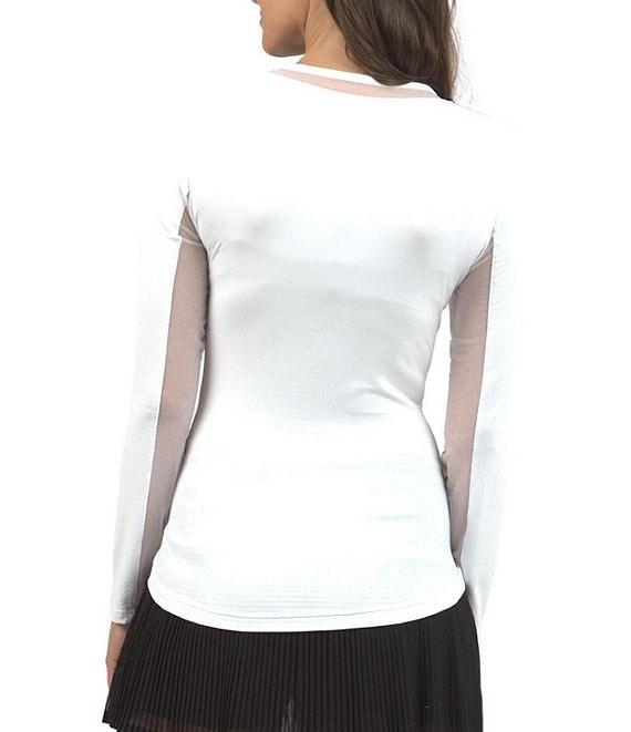 IBKUL Long Sleeve Mesh Inlay Crew Neck Top Product Image