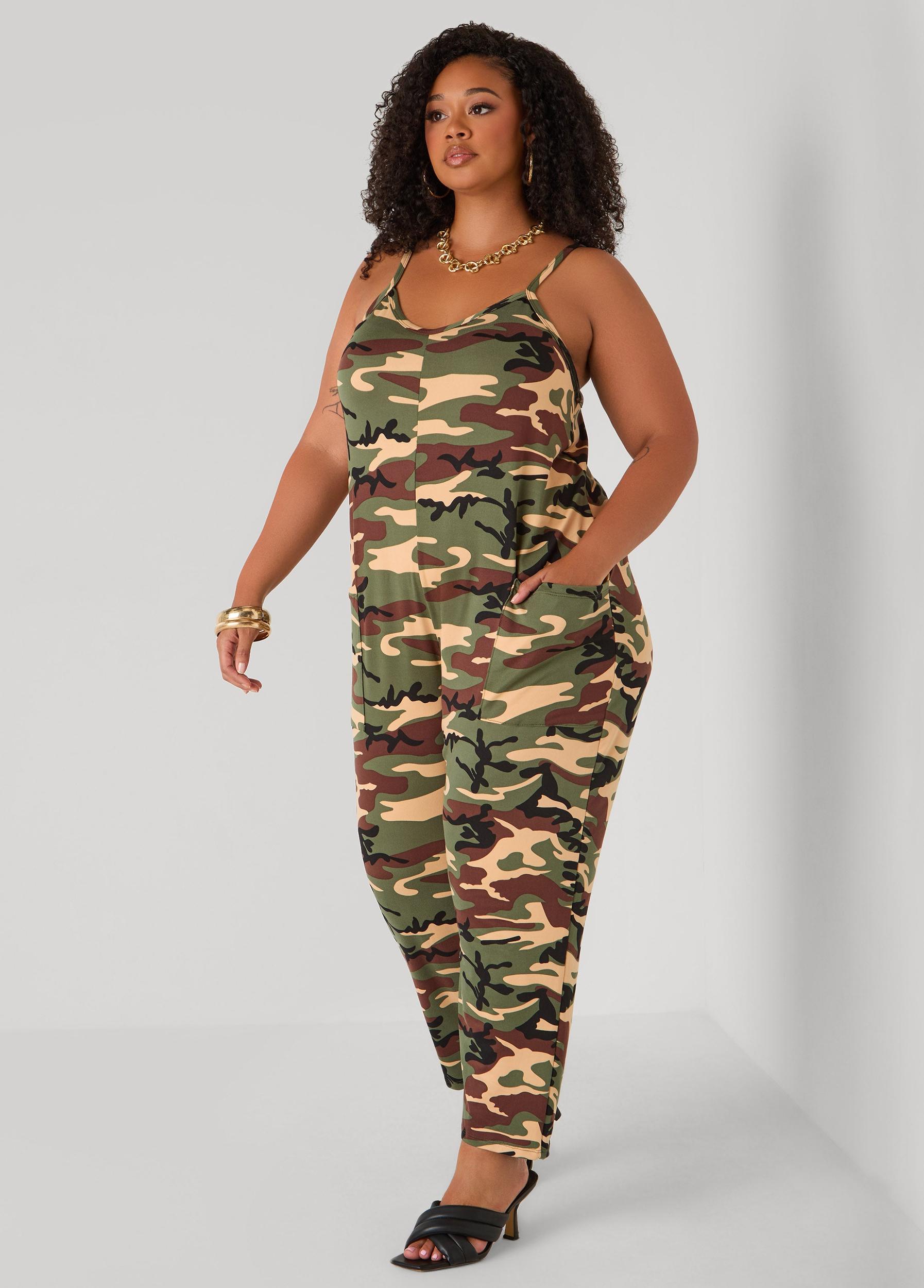 Camo Print Jersey Jumpsuit Product Image