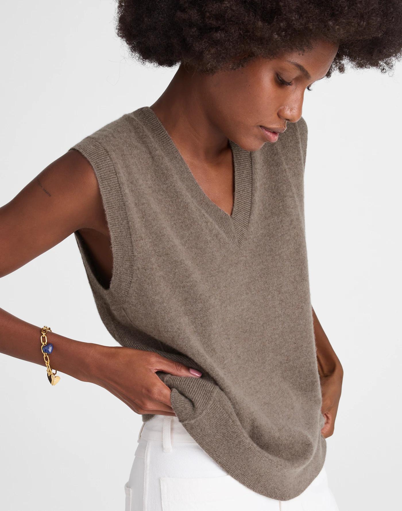 Cashmere V-Neck Sweater Vest Product Image