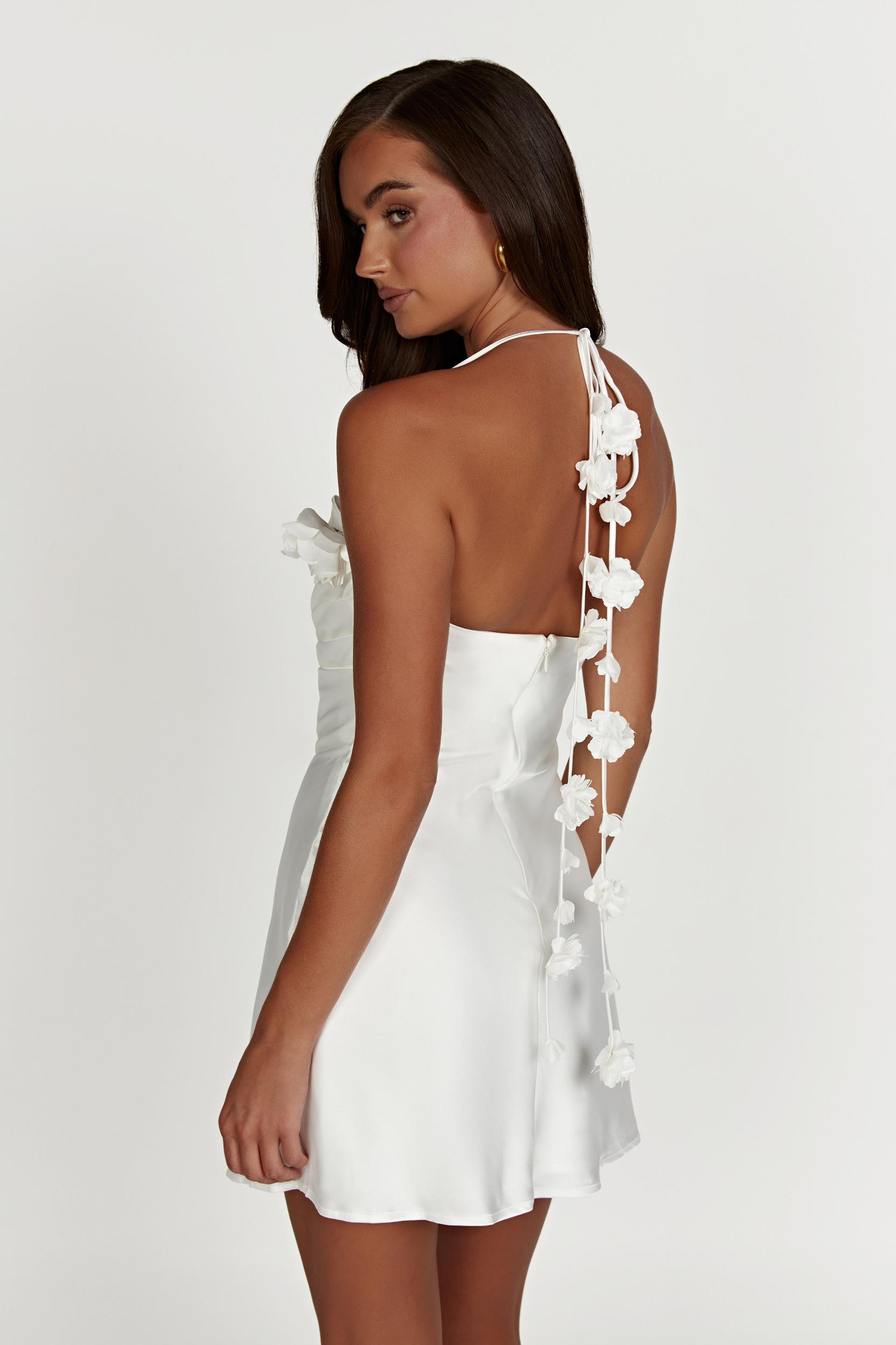 Otillie Rose Halter Mini Dress - White Product Image