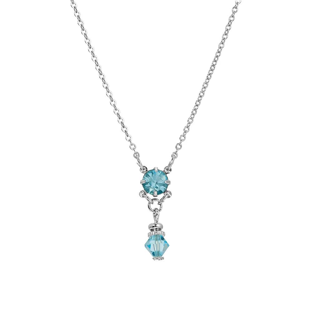 1928 Silver Tone Crystal Bead Y-Necklace, Womens, Blue Product Image