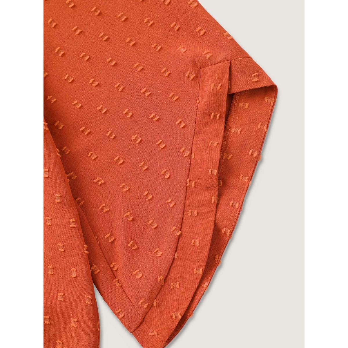 Plus Size OrangeRed Textured Round Neck Bell Sleeve Blouse Women Timeless Elbow-length sleeve Round Neck Elegant Blouses BloomChic 30/6X Product Image