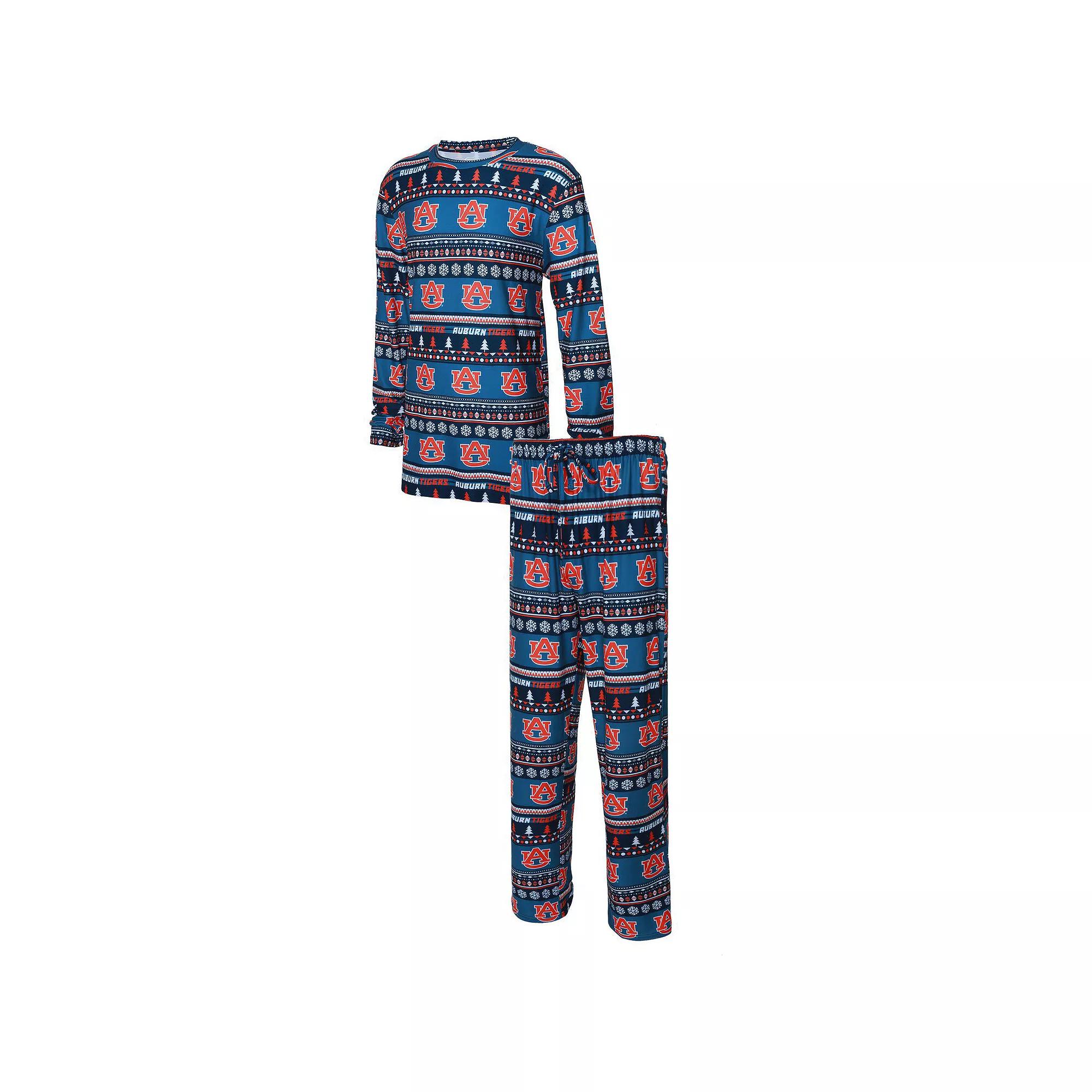 Men's Concepts Sport Navy Auburn Tigers Ugly Sweater Knit Long Sleeve Top and Pant Set,  Product Image