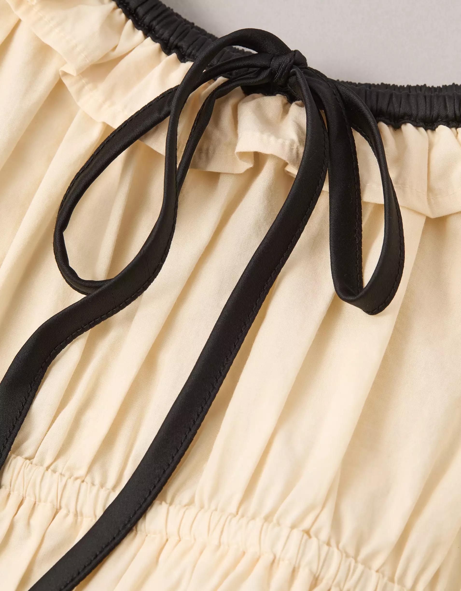 AE Long-Sleeve Ruched Poplin Blouse Product Image