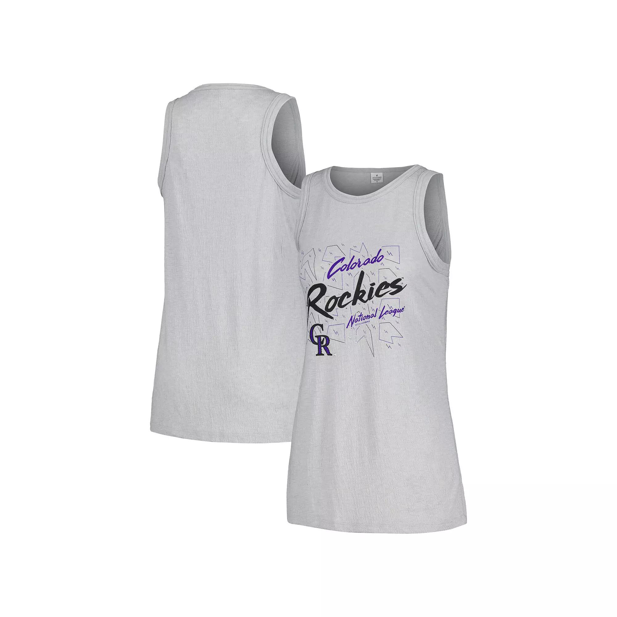 Women's Soft as a Grape Gray Colorado Rockies Gauze High Neck Tank Top,  Product Image