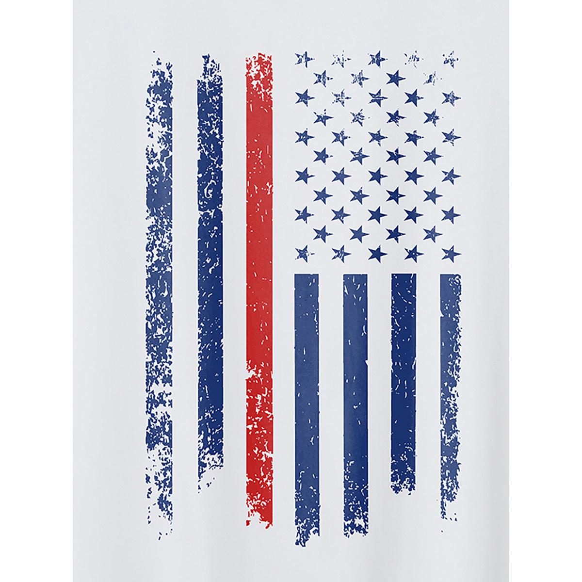 Plus Size American Flag Round Neck T-Shirt Originalwhite Women Leisure Non Country Round Neck Casual T-shirts BloomChic 18-20/2X Product Image