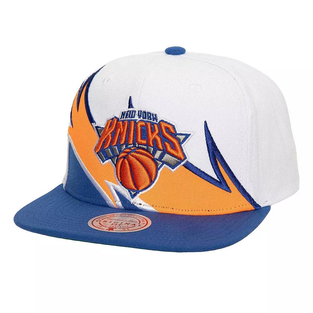 Men's Mitchell & Ness White/Blue New York Knicks Waverunner Snapback Hat Product Image