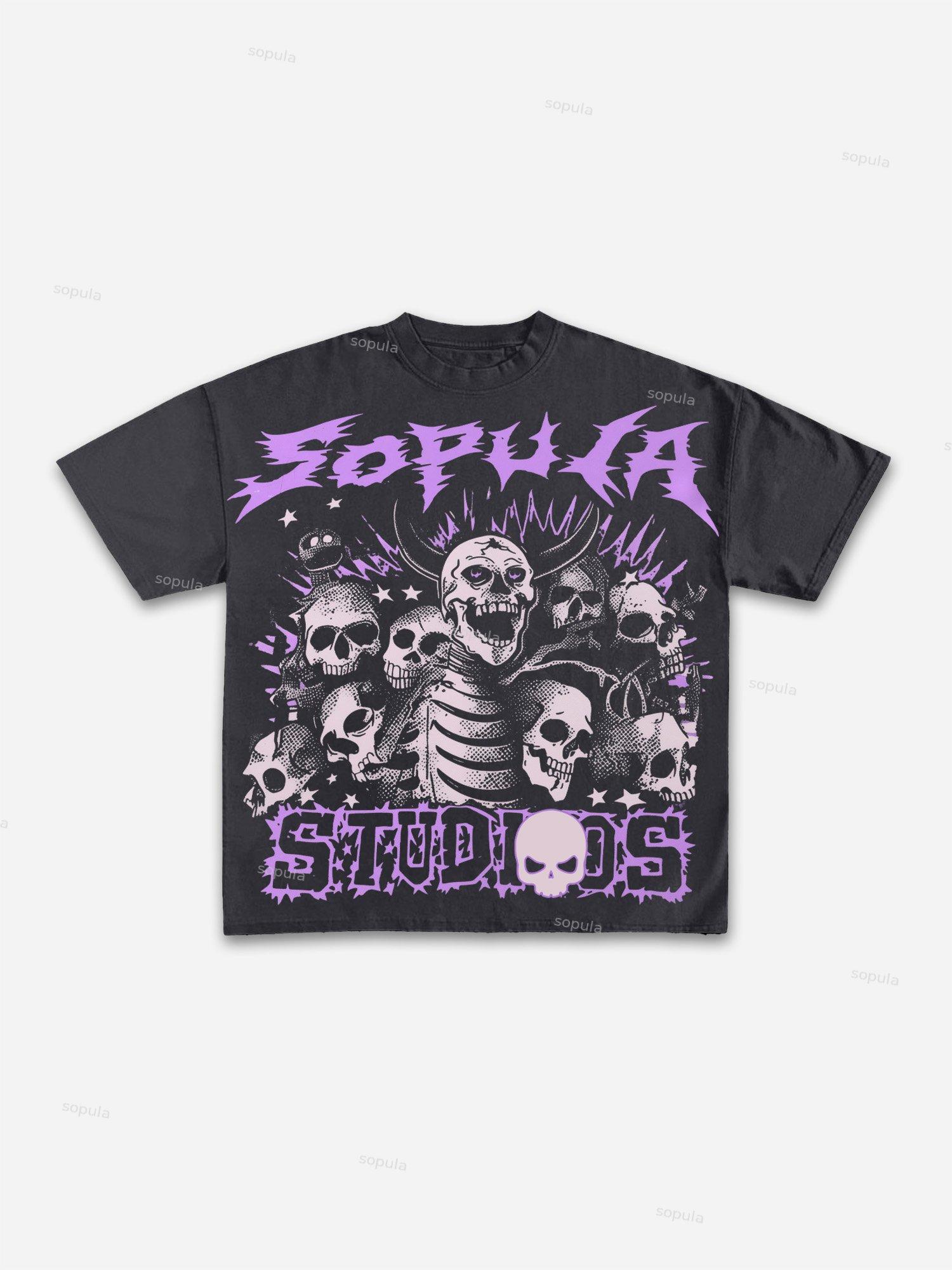 Follow Liberty Skull Graphic Print Cotton T-shirt Product Image