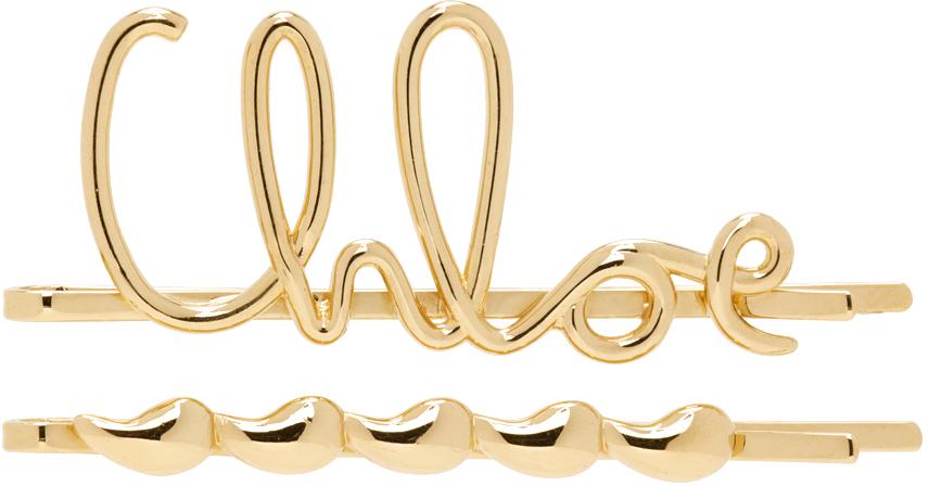 CHLOÉ Iconic Hair Clips Accessories In Metallic Product Image