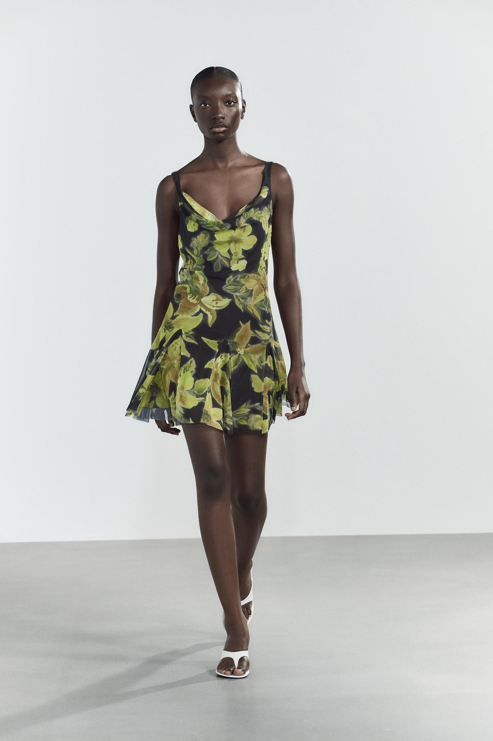 FLORAL PRINT TULLE SHORT DRESS Product Image