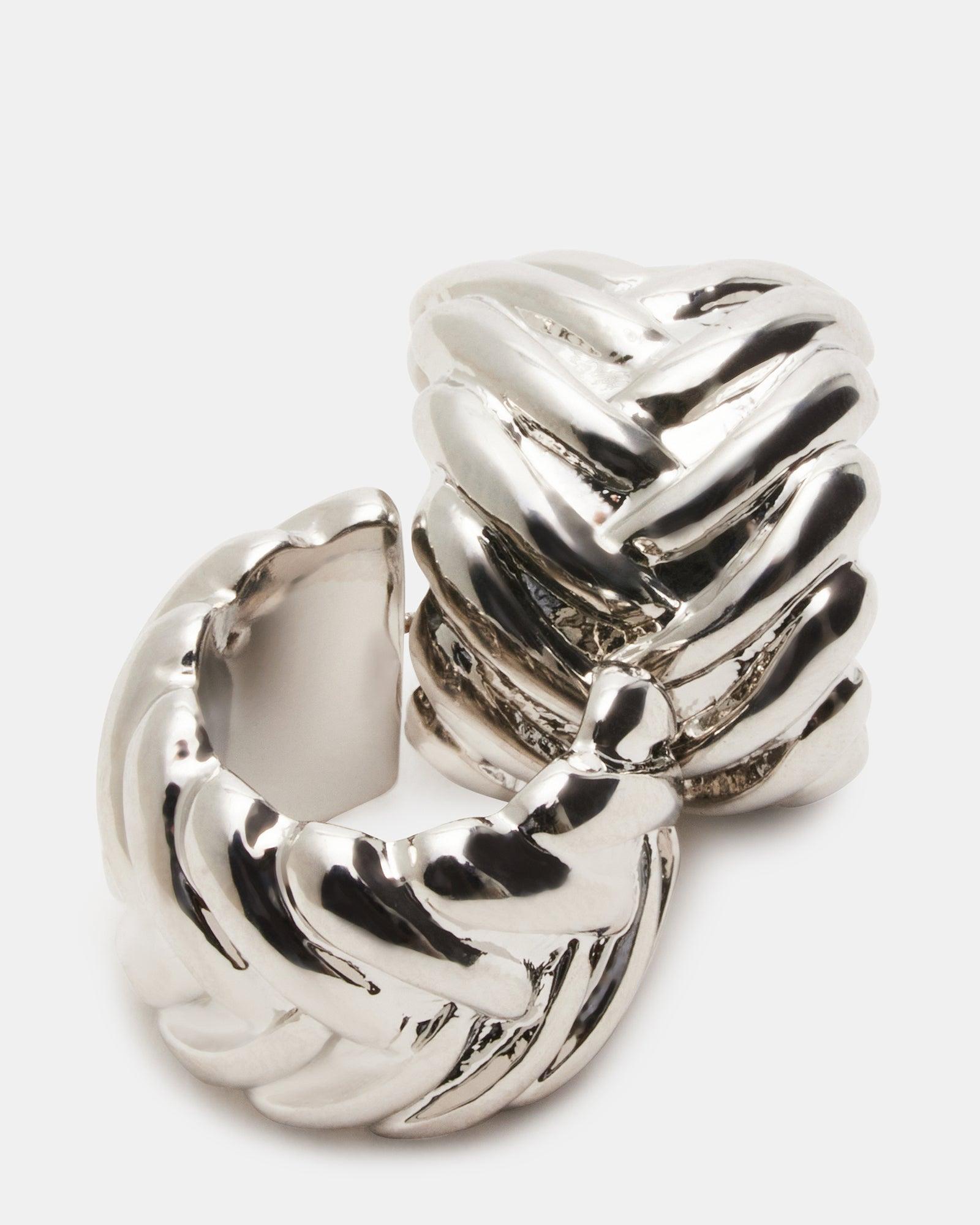 WOVEN HUGGIE EARRINGS SILVER Female Product Image