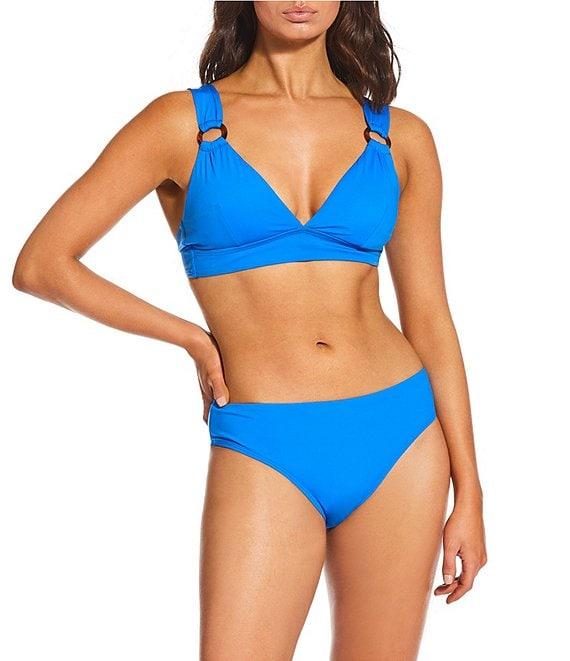 Alex Marie Signature Sculpt Solid Banded Triangle Bralette Tortoise Ring Swim Top Product Image