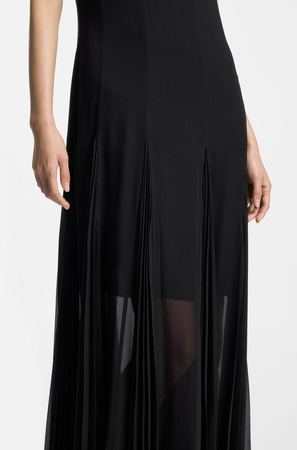 Sleeveless dress with plissé skirt inserts Product Image