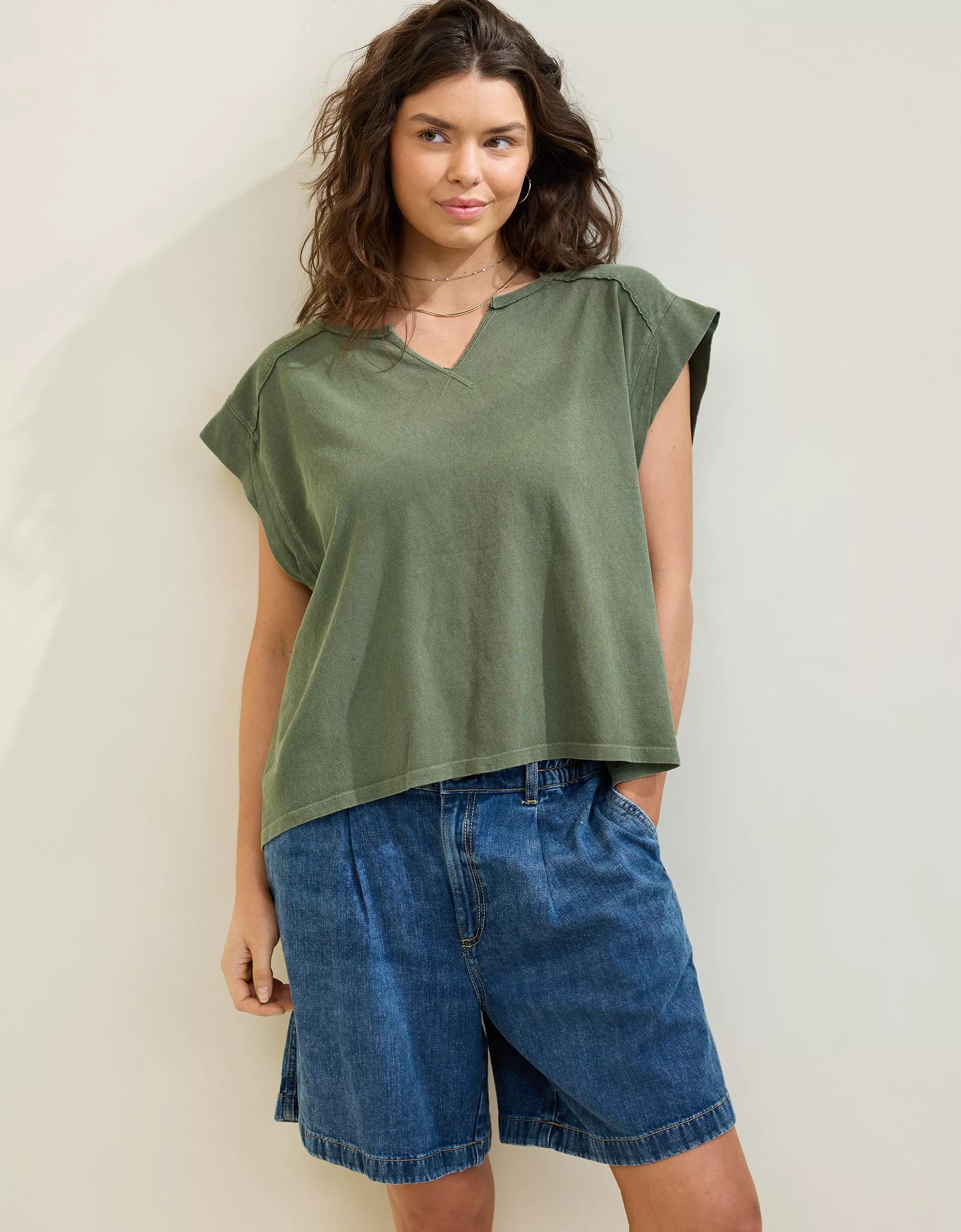 Aerie Summer Breeze Notch Neck T-Shirt Product Image